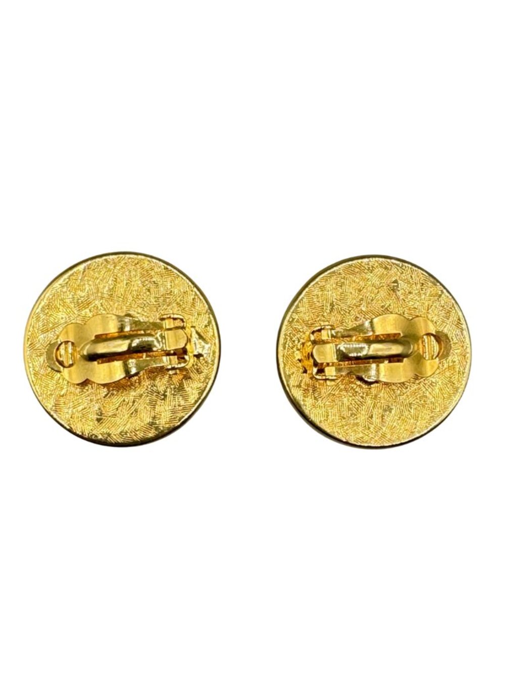 Vtg Joan Rivers Orange Glass Domed Earrings Gold Tone Huggie Clip On Statement - Picture 3 of 6